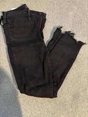 Abercrombie & Fitch Black Skinny Jeans with Frayed Hem